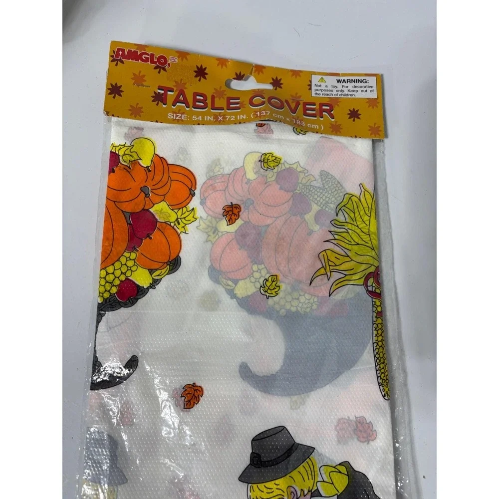 Vintage Thanksgiving Plastic Table Cover 54